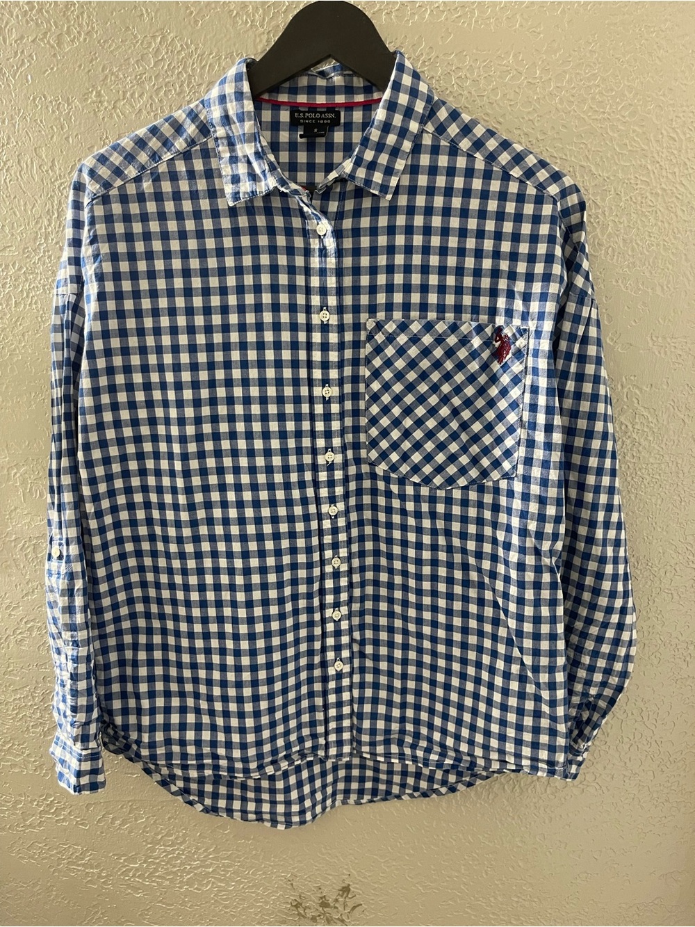 U.S. Polo Assn. Men’s‎ Blue Gingham Preppy Button-Down Shirt Small
